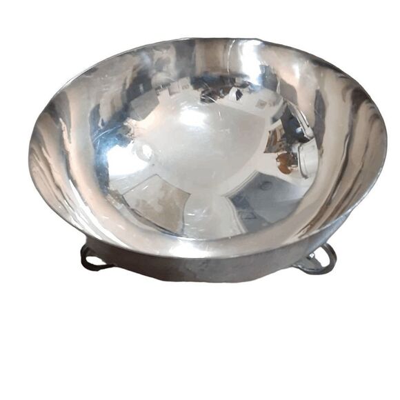 Modernist Fisher vintage silverplate large trophy bowl 10X5 swirled legs elegant - Picture 2 of 4